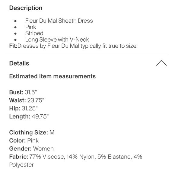 NWT Fleur du Mal glitter metallic fitted stretch Long Sleeve Dress Bisou Medium - Picture 10 of 10